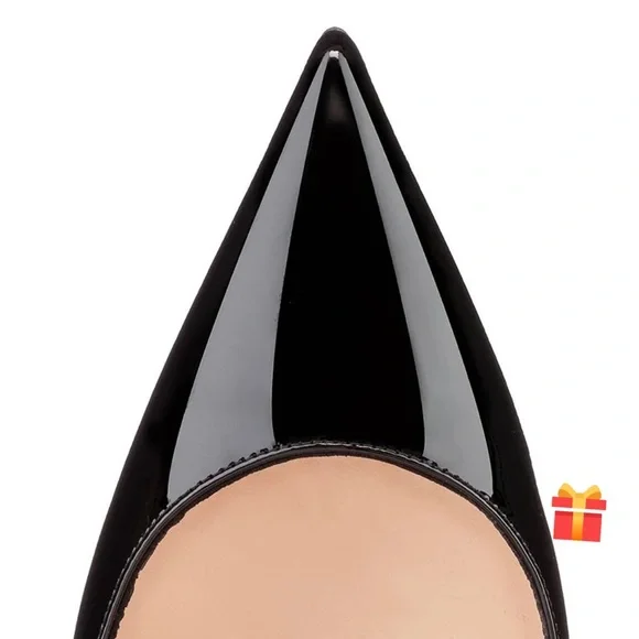 FSJ Black Patent Leather High Heels Office Pointed Toe Pumps Shoes - Picture 4 of 8